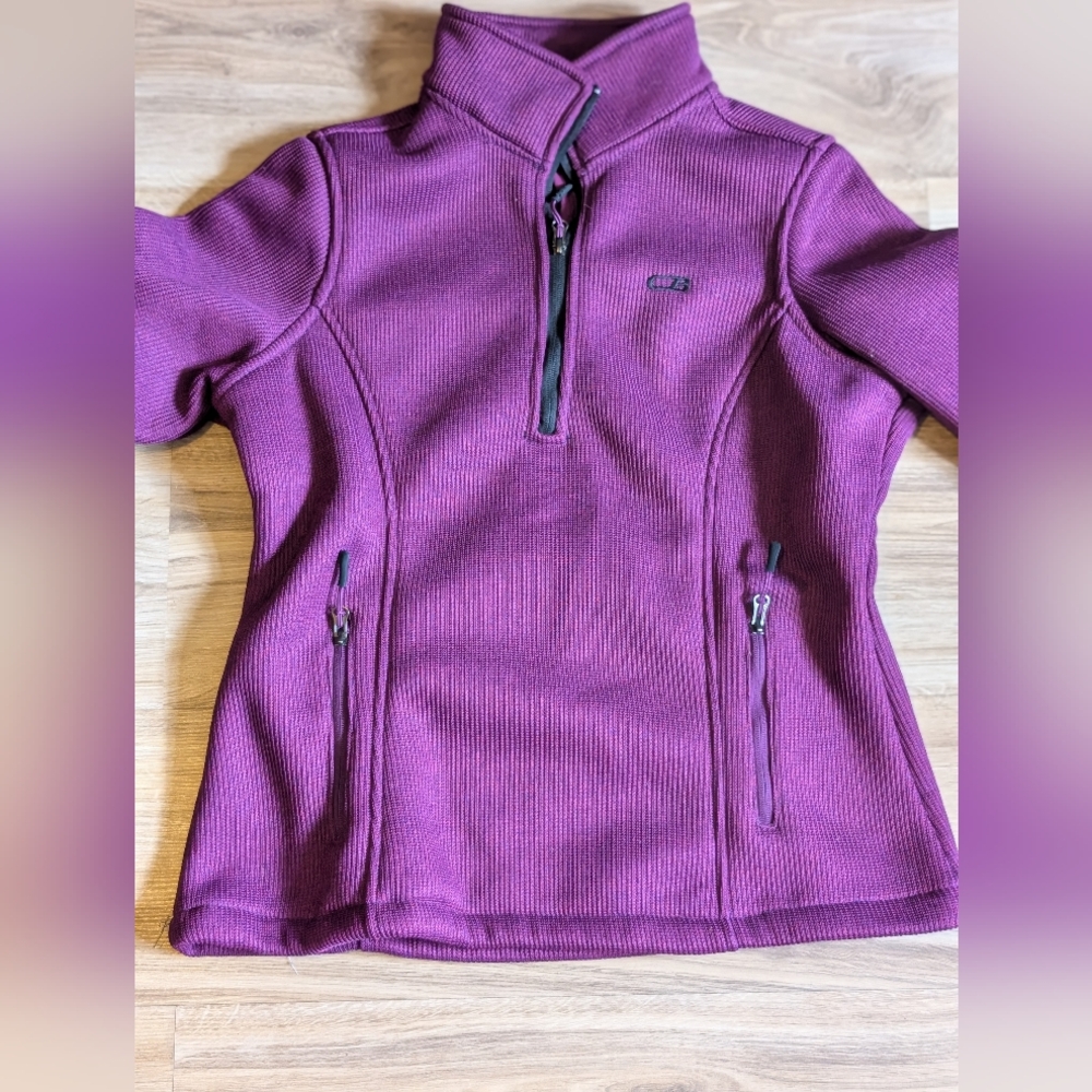 EUC CB Sport Ski Sweater Half Zip Fitted Plum Textured Women's L